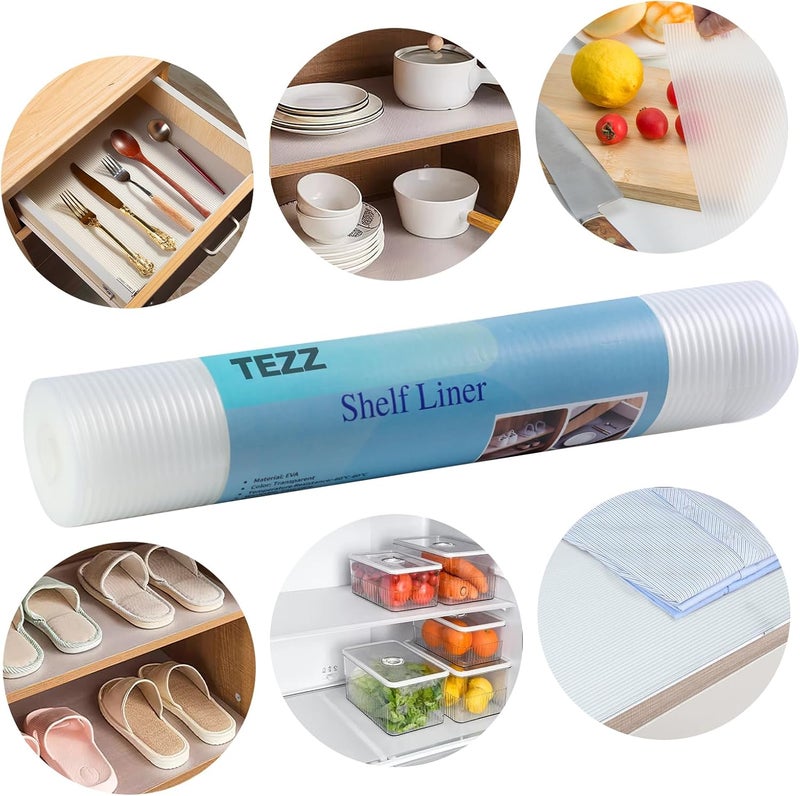 TEZZ 2 Rolls Shelf Liner, 14 Inches x 20 FEET Non-Slip Kitchen Cabinet Liner, Washable Oil-Proof Non-Adhesive Contact Paper for Kitchen Drawer, Cabinet, Shelves, Refrigerator, Storage, Desks, coutertops - Image 5